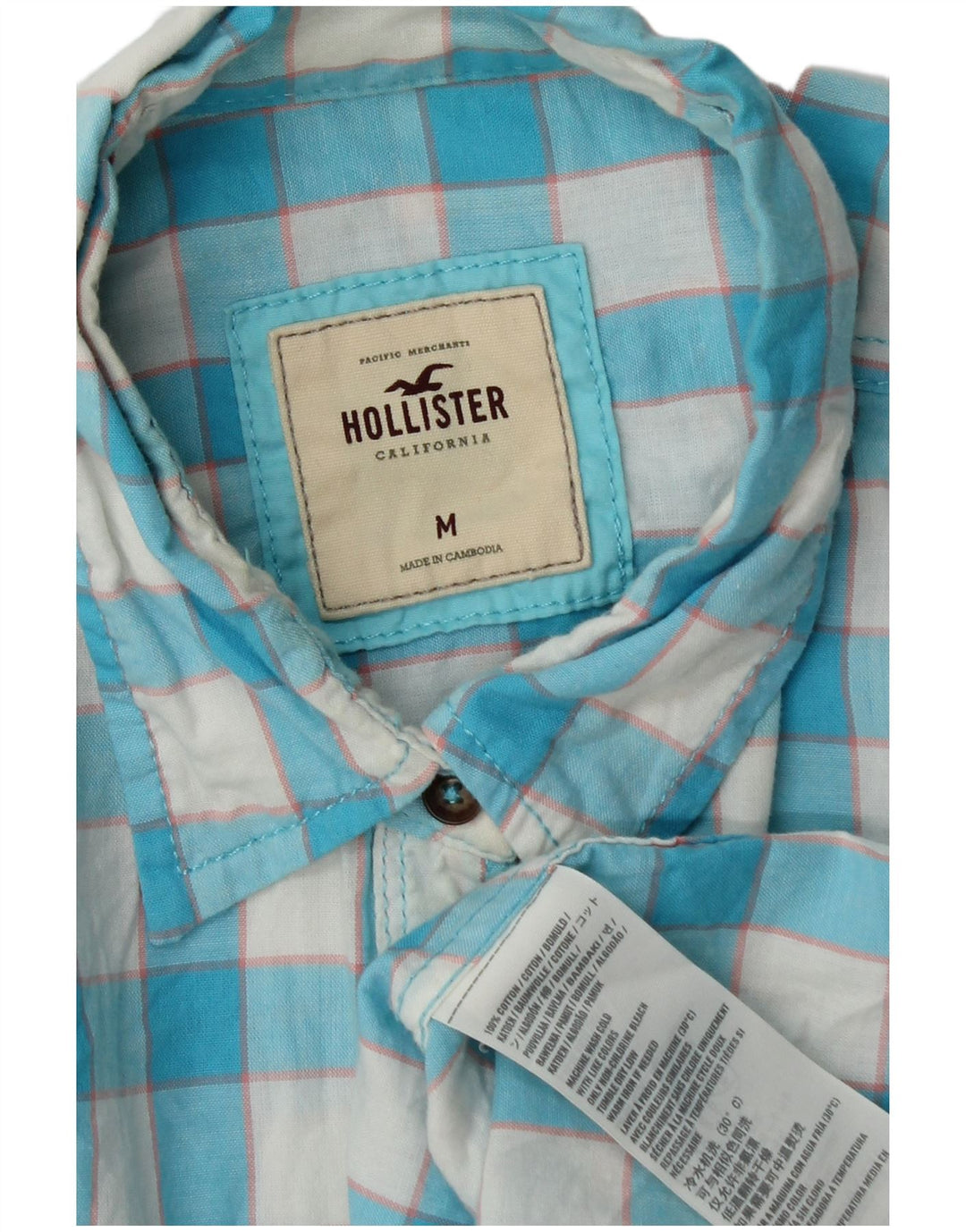 Hollister Womens Shirt UK 12 Medium Blue Gingham Cotton