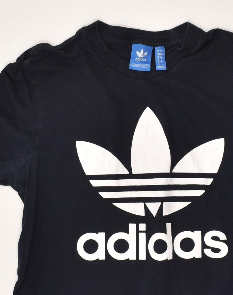 ADIDAS Womens Graphic T-Shirt Top UK 8 Small Navy Blue Cotton | Vintage Adidas | Thrift | Second-Hand Adidas | Used Clothing | Messina Hembry 