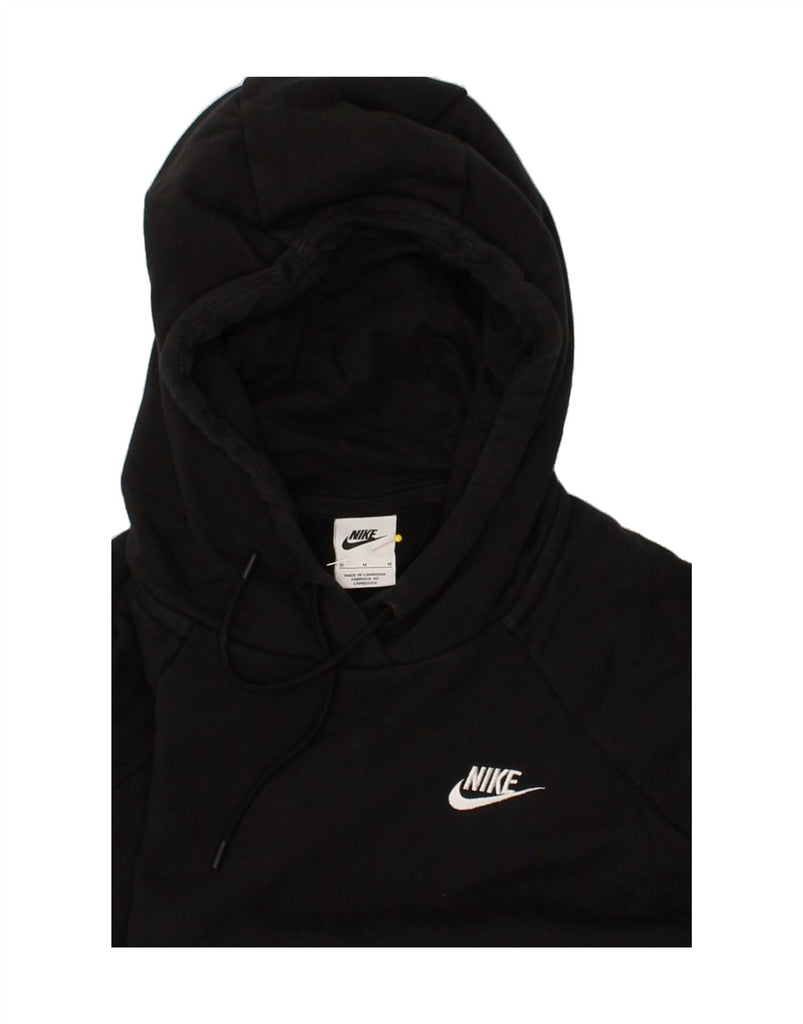 NIKE Womens Hoodie Jumper UK 14 Medium Black Cotton | Vintage Nike | Thrift | Second-Hand Nike | Used Clothing | Messina Hembry 