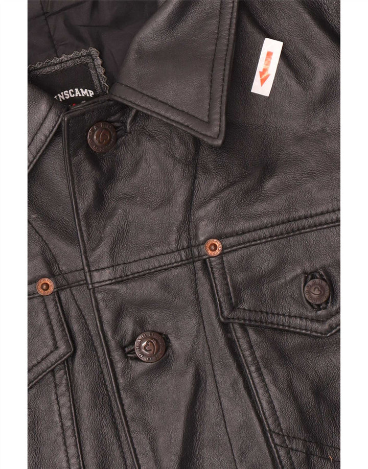 Phard Womens Leather Trench Coat UK 14 Large Black