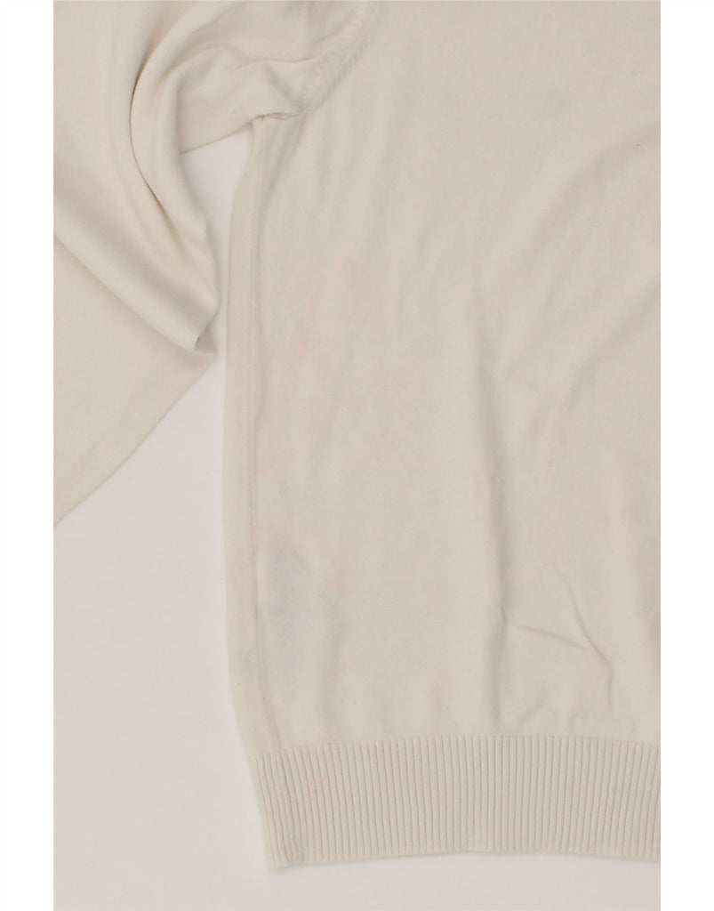 TOMMY HILFIGER Womens V-Neck Jumper Sweater UK 10 Small White Cotton Vintage Tommy Hilfiger and Second-Hand Tommy Hilfiger from Messina Hembry 