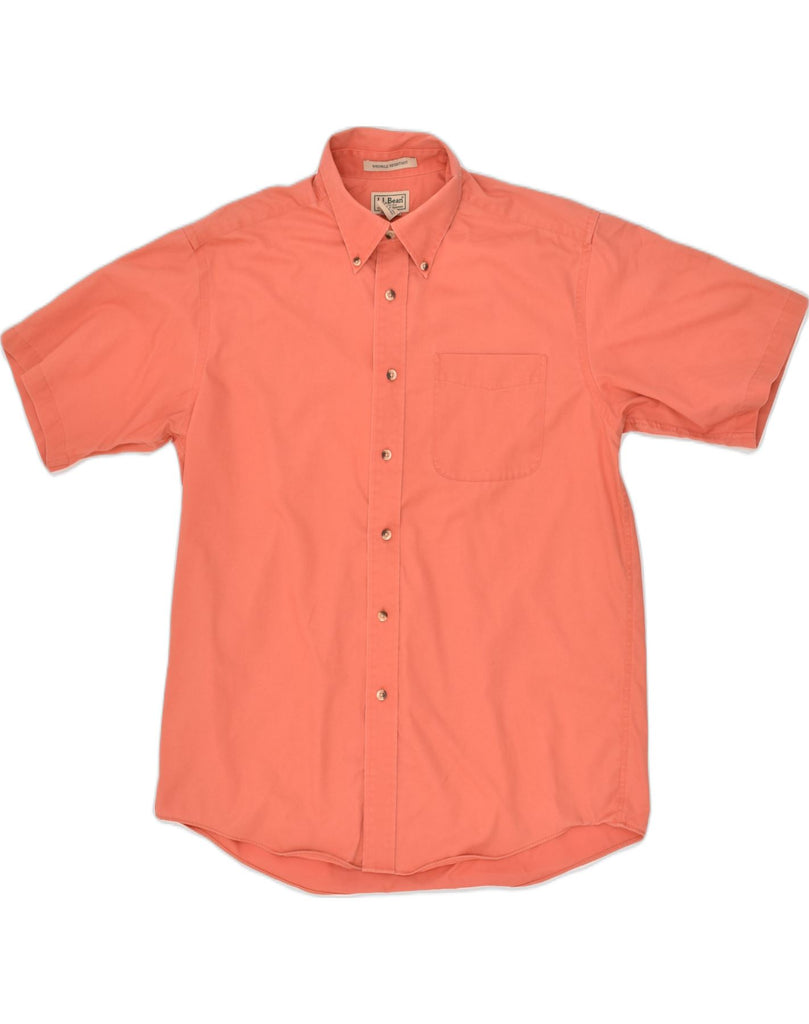 L.L.BEAN Mens Short Sleeve Shirt Medium Orange Cotton | Vintage L.L.Bean | Thrift | Second-Hand L.L.Bean | Used Clothing | Messina Hembry 