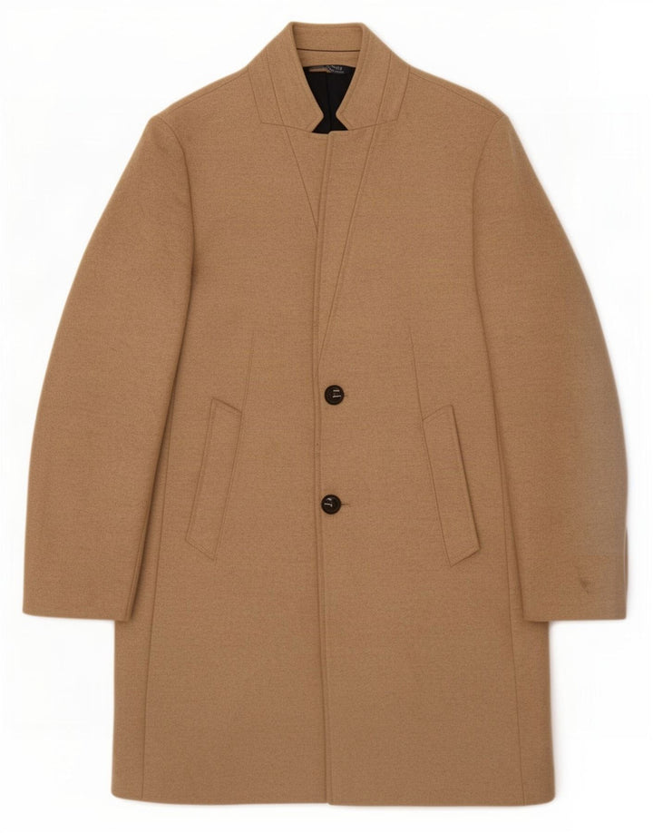 Zara Mens Overcoat UK 38 Medium Beige Wool