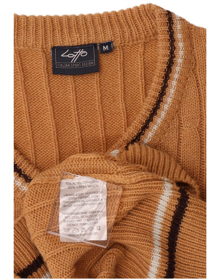 Lotto Mens V-Neck Jumper Sweater Medium Brown Acrylic