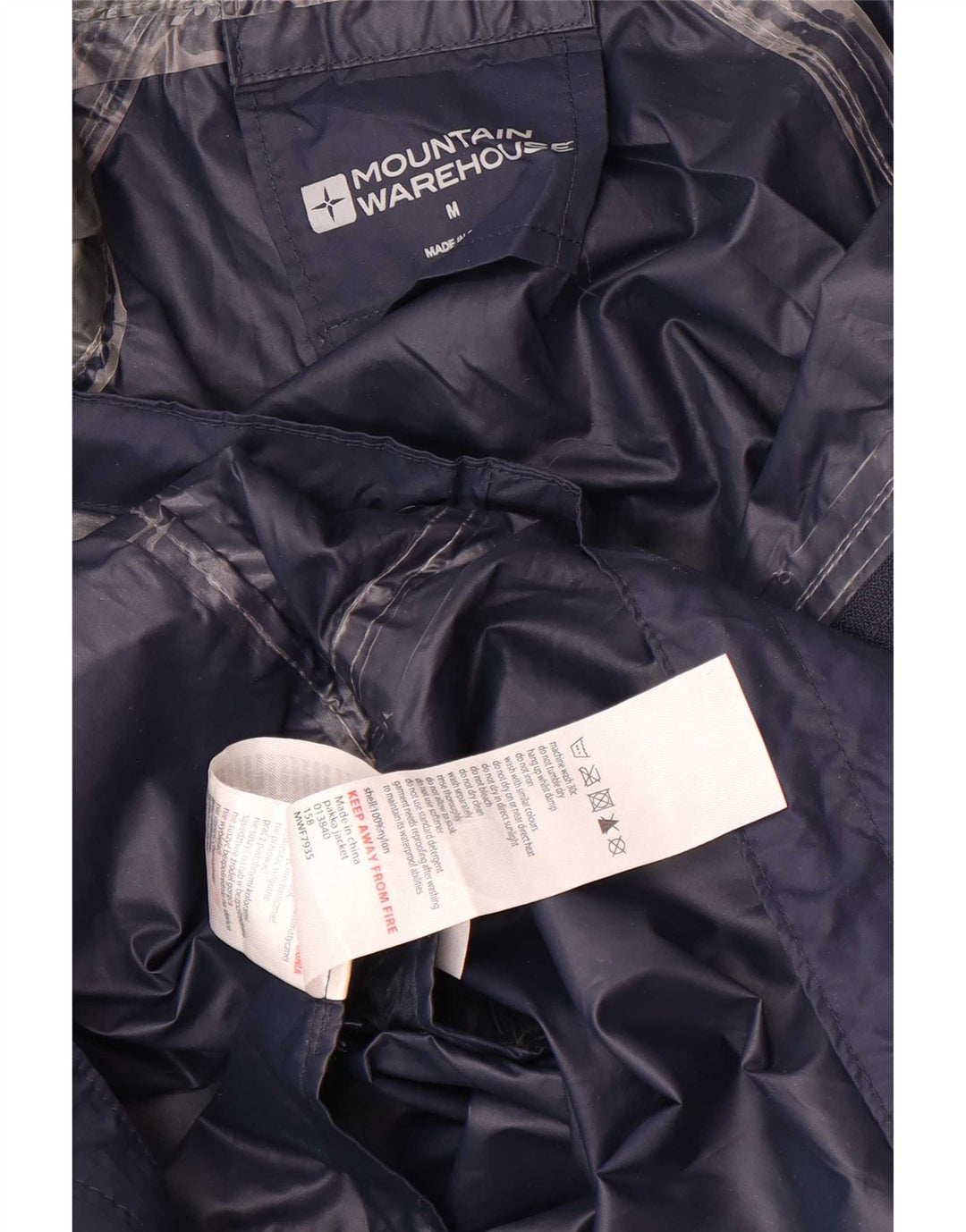 Mountain Warehouse Mens Hooded Rain Jacket UK 38 Medium Navy Blue Nylon