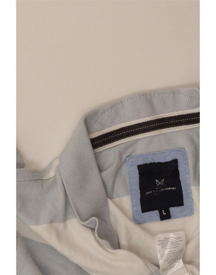 CREW CLOTHING Mens Polo Shirt Large Blue Striped Cotton