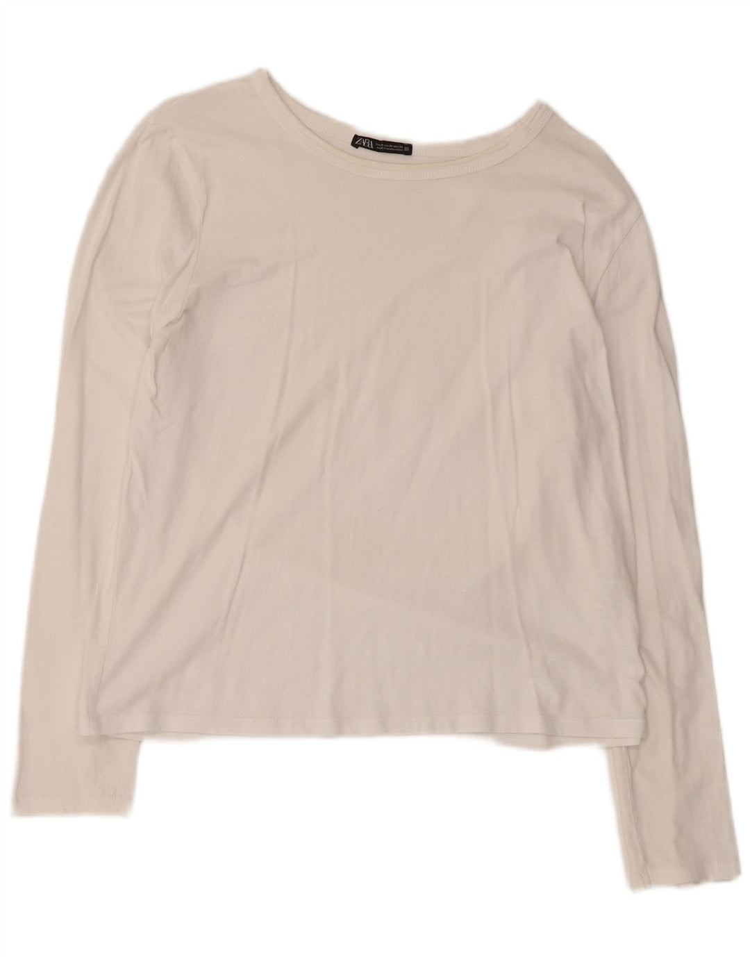 Zara Womens Top Long Sleeve UK 18 XL White Cotton