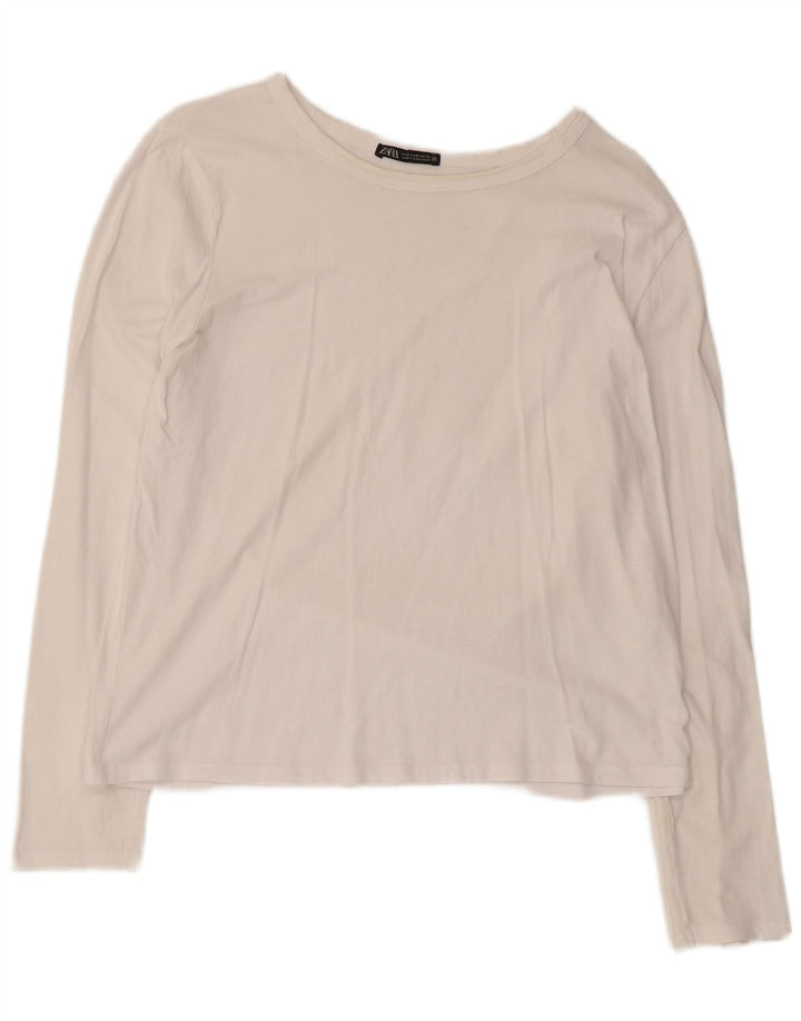 Zara Womens Top Long Sleeve UK 18 XL White Cotton