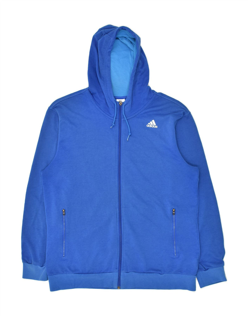 ADIDAS Mens Climalite Zip Hoodie Sweater UK 48/50 XL Blue Polyester | Vintage Adidas | Thrift | Second-Hand Adidas | Used Clothing | Messina Hembry 