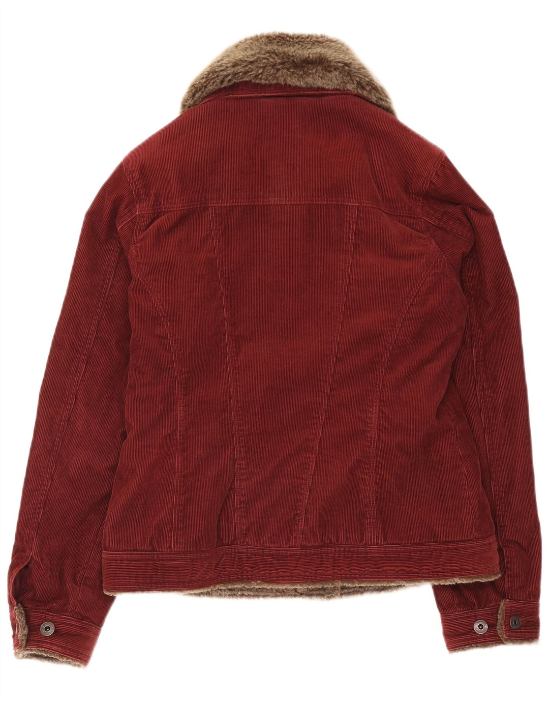 Monsoon Womens Corduroy Jacket UK 10 Small Burgundy Cotton