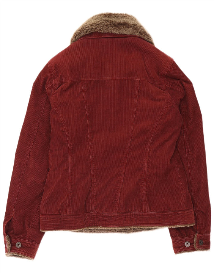 Monsoon Womens Corduroy Jacket UK 10 Small Burgundy Cotton