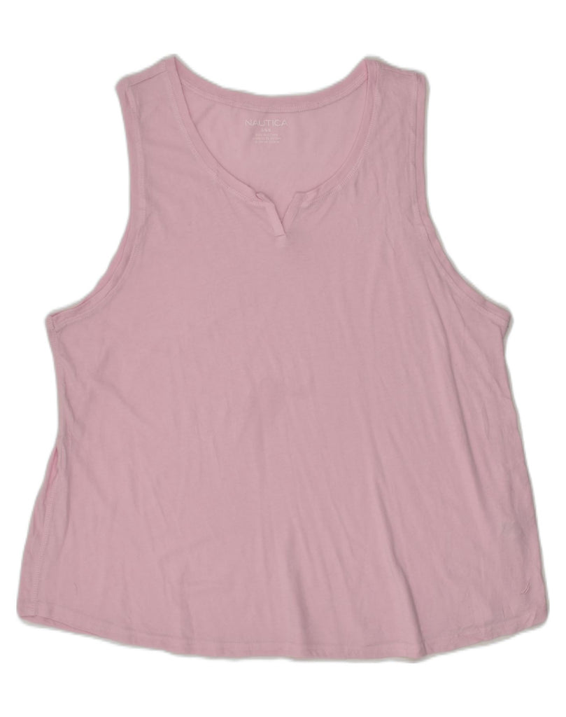 NAUTICA Womens Vest Top UK 16 Large Pink Cotton | Vintage Nautica | Thrift | Second-Hand Nautica | Used Clothing | Messina Hembry 