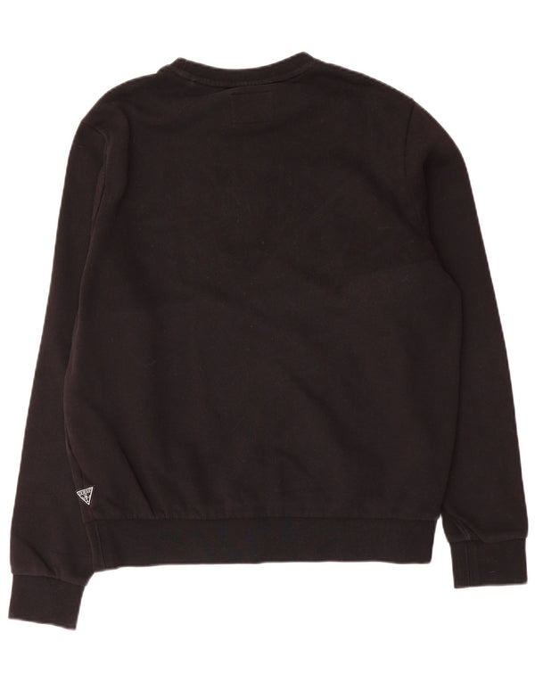 Guess Mens Graphic Sweatshirt Jumper UK 34 Small Black Cotton