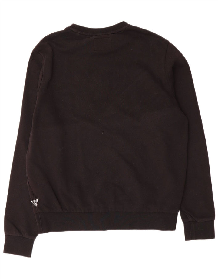 Guess Mens Graphic Sweatshirt Jumper UK 34 Small Black Cotton