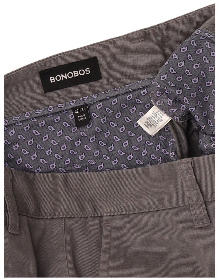 BONOBOS Mens Straight Chino Trousers W32 L28 Grey Cotton