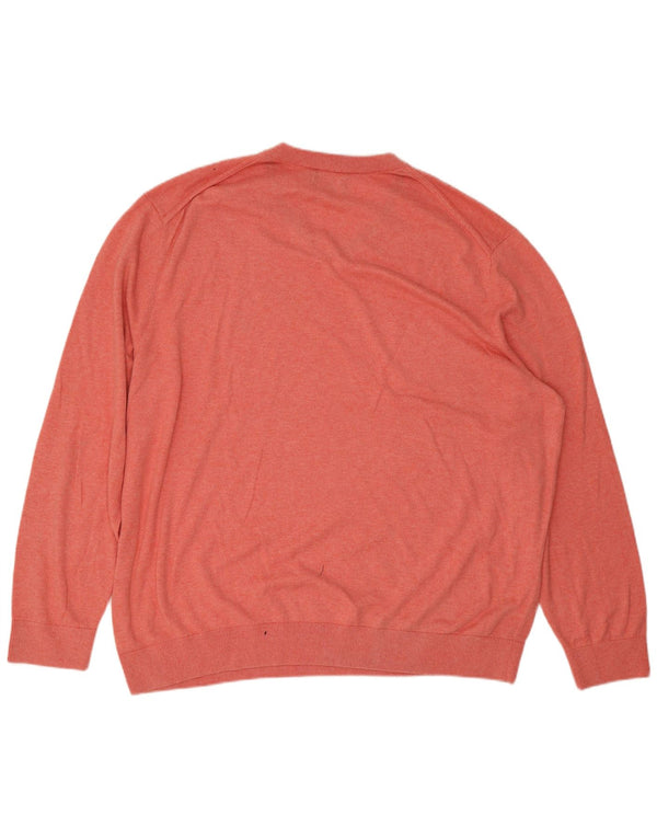 Nautica Mens V-Neck Jumper Sweater 3XL Pink Cotton