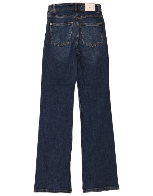 Zara Womens High Rise Straight Jeans EU 34 2XS W24 L34 Navy Blue Cotton