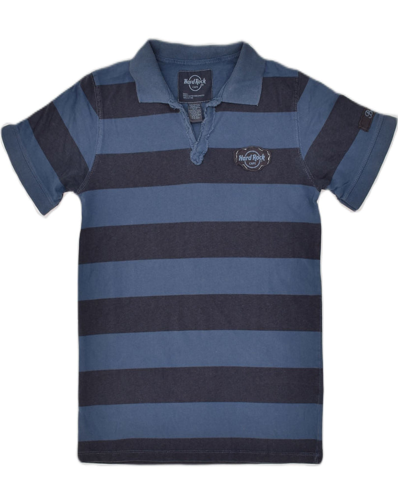 HARD ROCK CAFE Mens Polo Shirt Small Blue Striped Cotton | Vintage Hard Rock Cafe | Thrift | Second-Hand Hard Rock Cafe | Used Clothing | Messina Hembry 