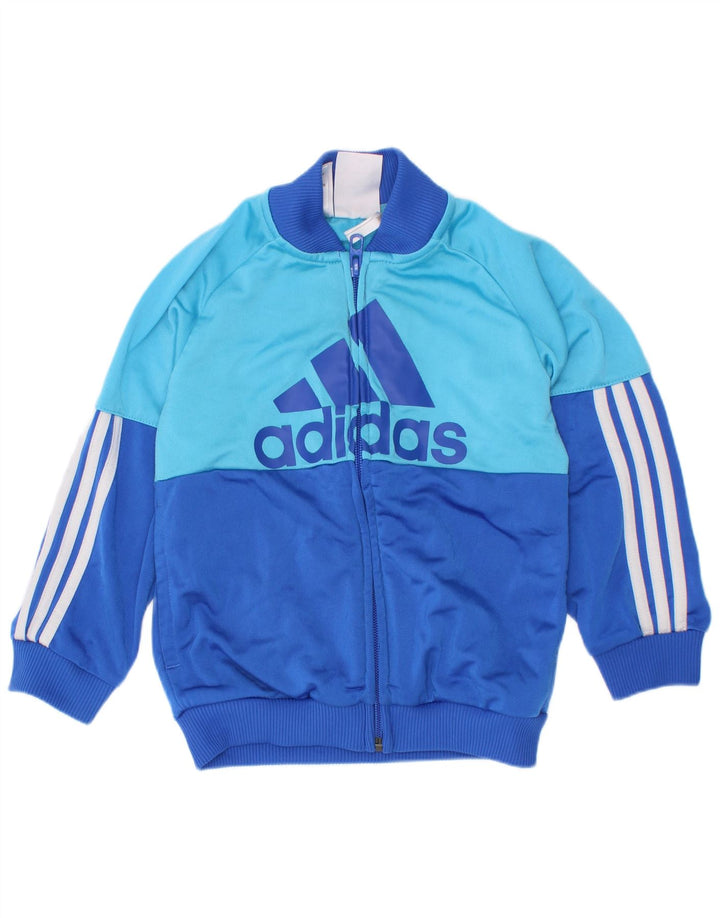 Adidas Boys Graphic Tracksuit Top Jacket 2-3 Years Blue Colourblock