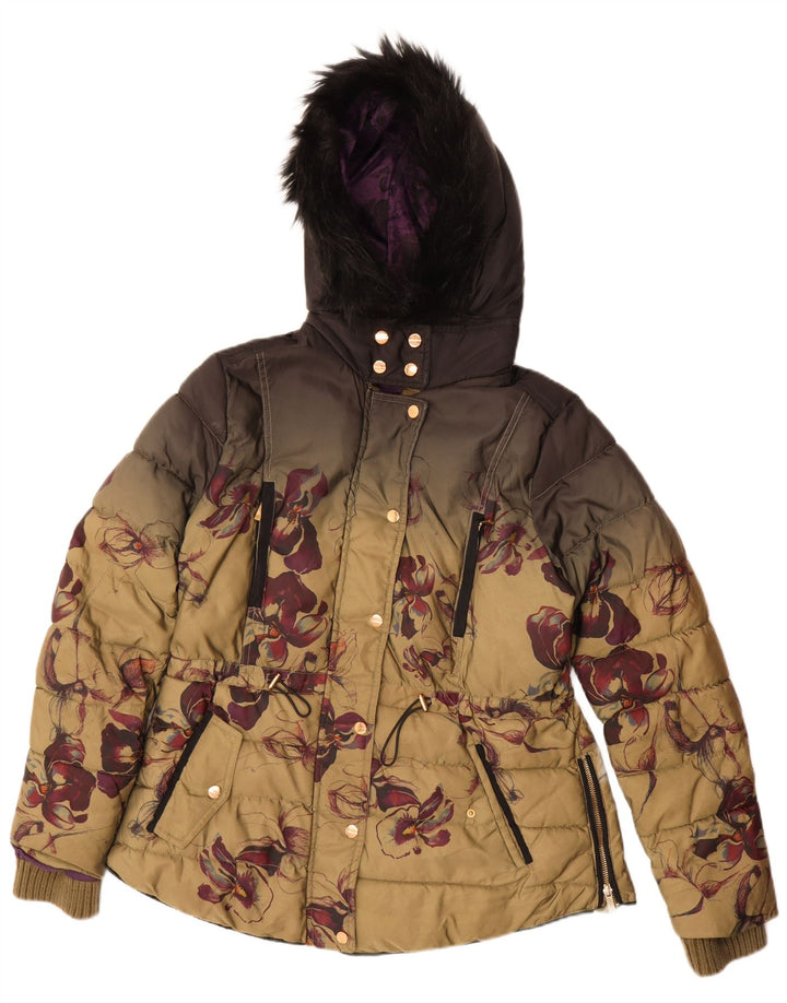 Desigual Womens Oversized Graphic Padded Jacket EU 46 XL Multicoloured
