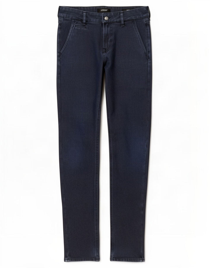 Guess Mens Slim Chino Trousers W29 L32 Navy Blue Polyester