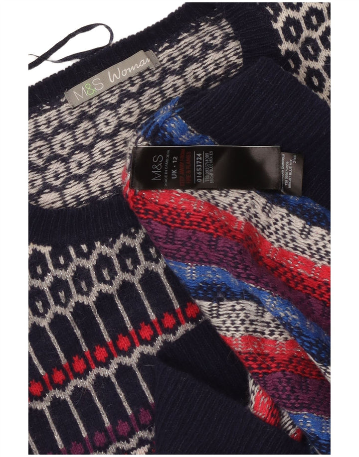 Marks & Spencer Womens Crew Neck Jumper Sweater UK 12 Medium Multicoloured