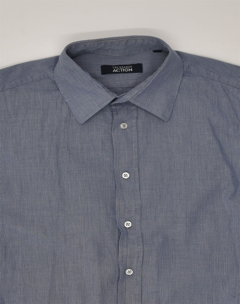 TRUSSARDI Mens Shirt Medium Grey Cotton | Vintage Trussardi | Thrift | Second-Hand Trussardi | Used Clothing | Messina Hembry 