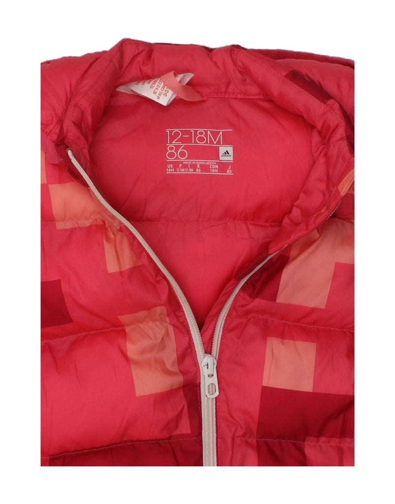 ADIDAS Baby Boys Hooded Padded Jacket 12-18 Months Pink Geometric | Vintage Adidas | Thrift | Second-Hand Adidas | Used Clothing | Messina Hembry 