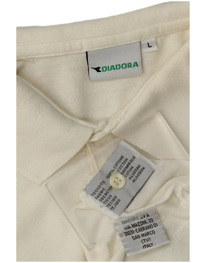 Diadora Mens Polo Shirt Large Off White Cotton