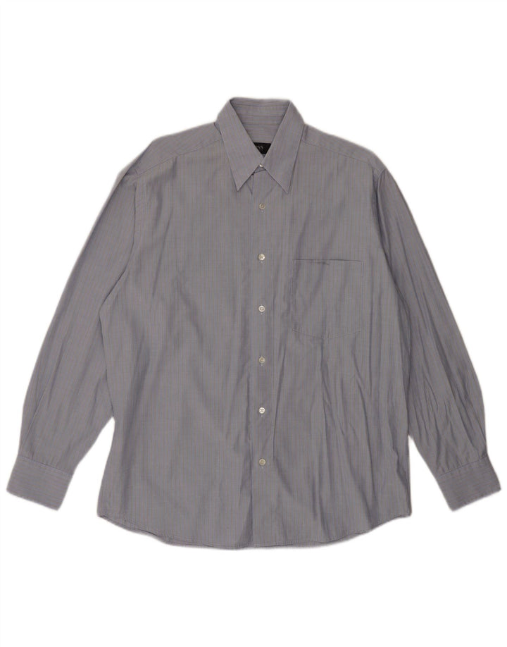 HUGO BOSS Mens Shirt Size 39 Medium Blue Striped Cotton