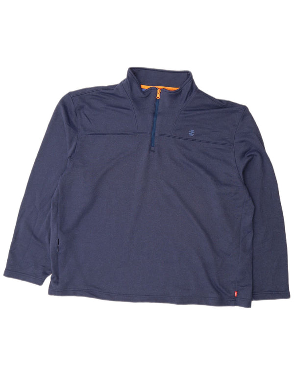 Izod Mens Zip Neck Sweatshirt Jumper 2XL Navy Blue Polyester