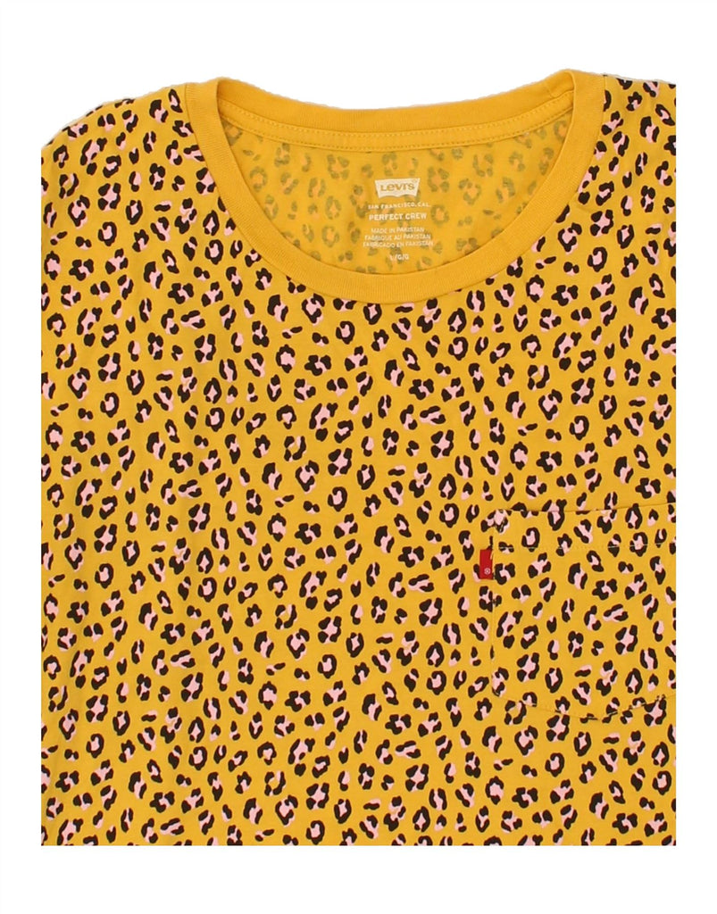 LEVI'S Womens Graphic T-Shirt Top UK 16 Large Yellow Animal Print | Vintage Levi's | Thrift | Second-Hand Levi's | Used Clothing | Messina Hembry 