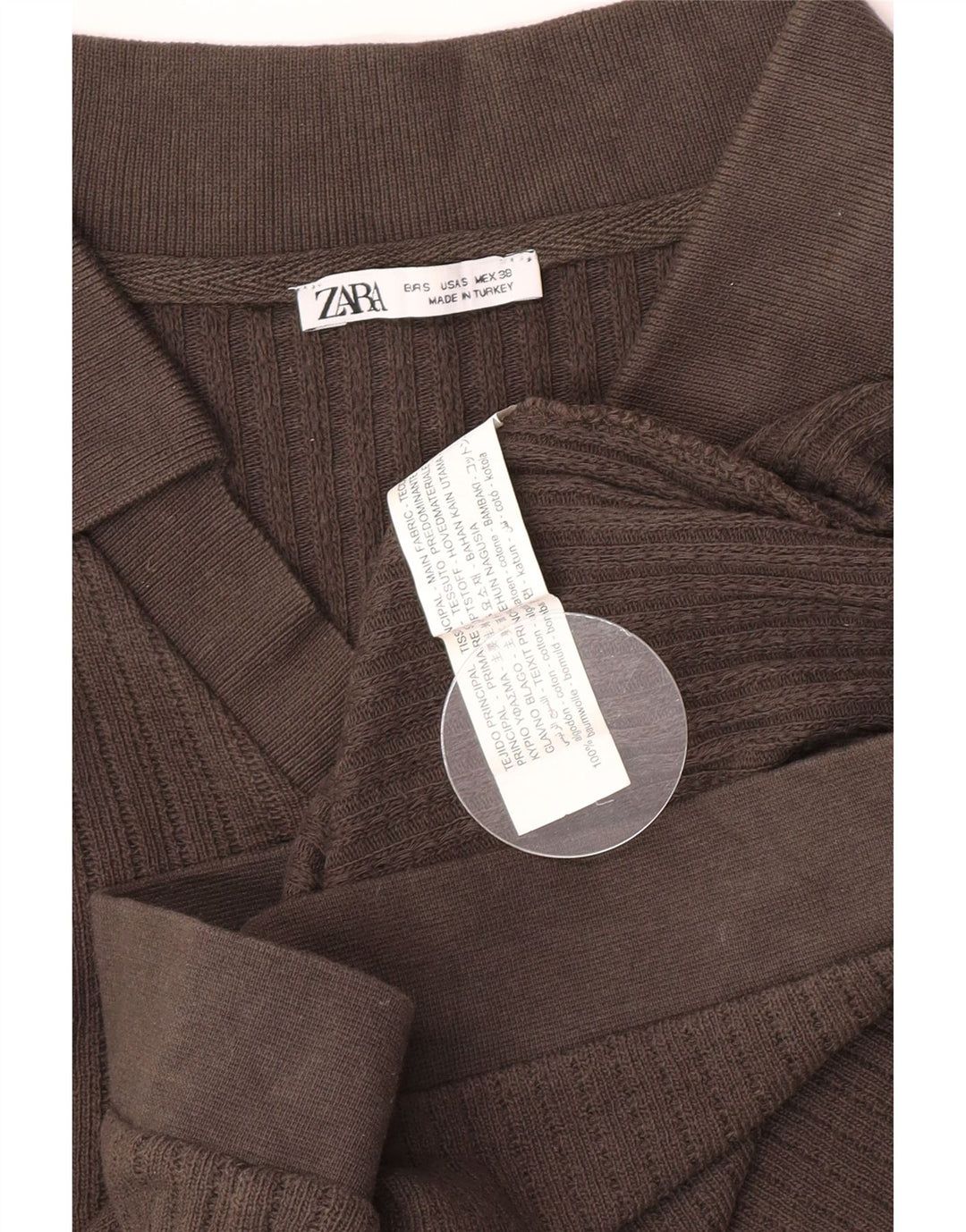 Zara Mens Polo Shirt Small Brown Cotton