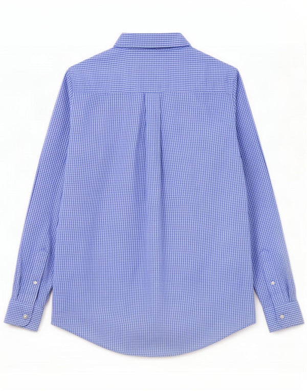 Chaps Mens Custom Fit Shirt Small Blue Gingham Cotton