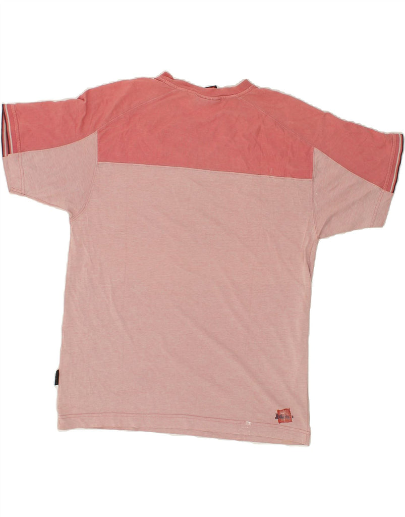 QUIKSILVER Mens Slim Graphic T-Shirt Top Large Pink Colourblock Cotton | Vintage Quiksilver | Thrift | Second-Hand Quiksilver | Used Clothing | Messina Hembry 