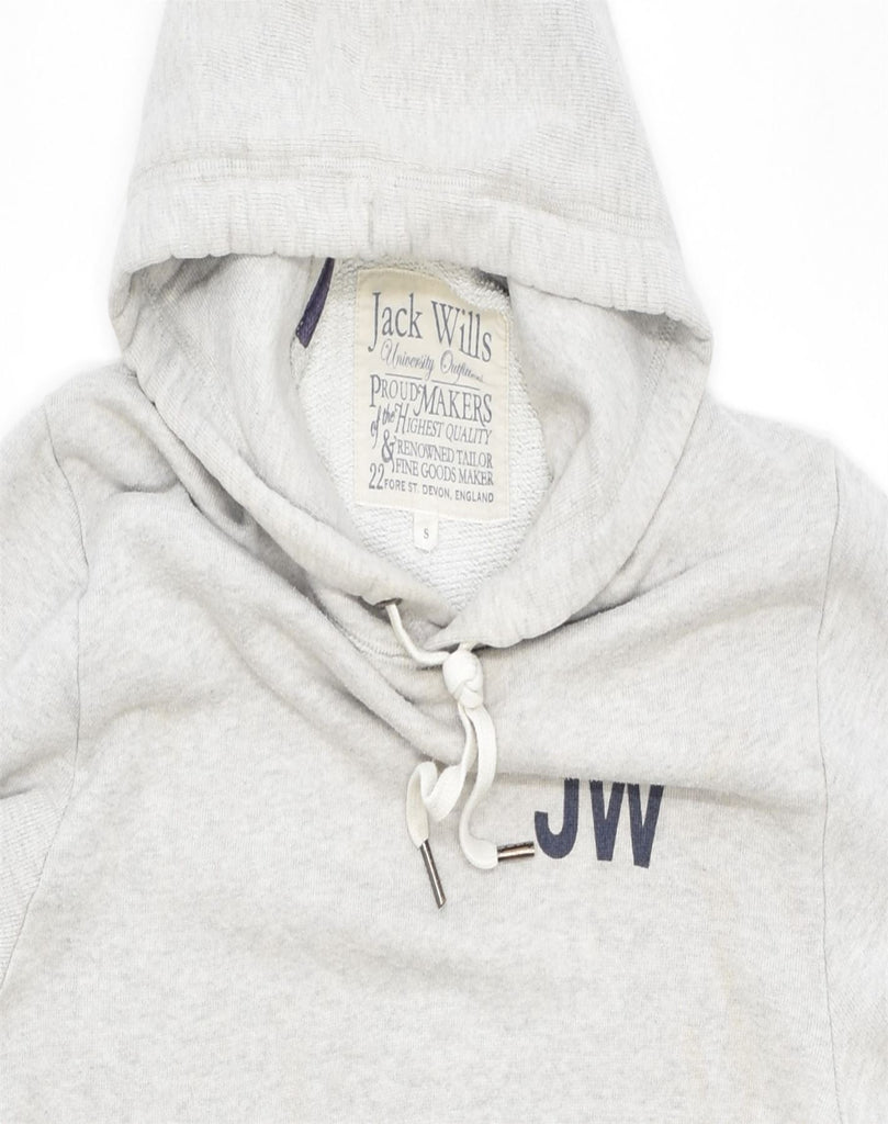 JACK WILLS Mens Loose Fit Graphic Hoodie Jumper Small Grey Cotton | Vintage | Thrift | Second-Hand | Used Clothing | Messina Hembry 