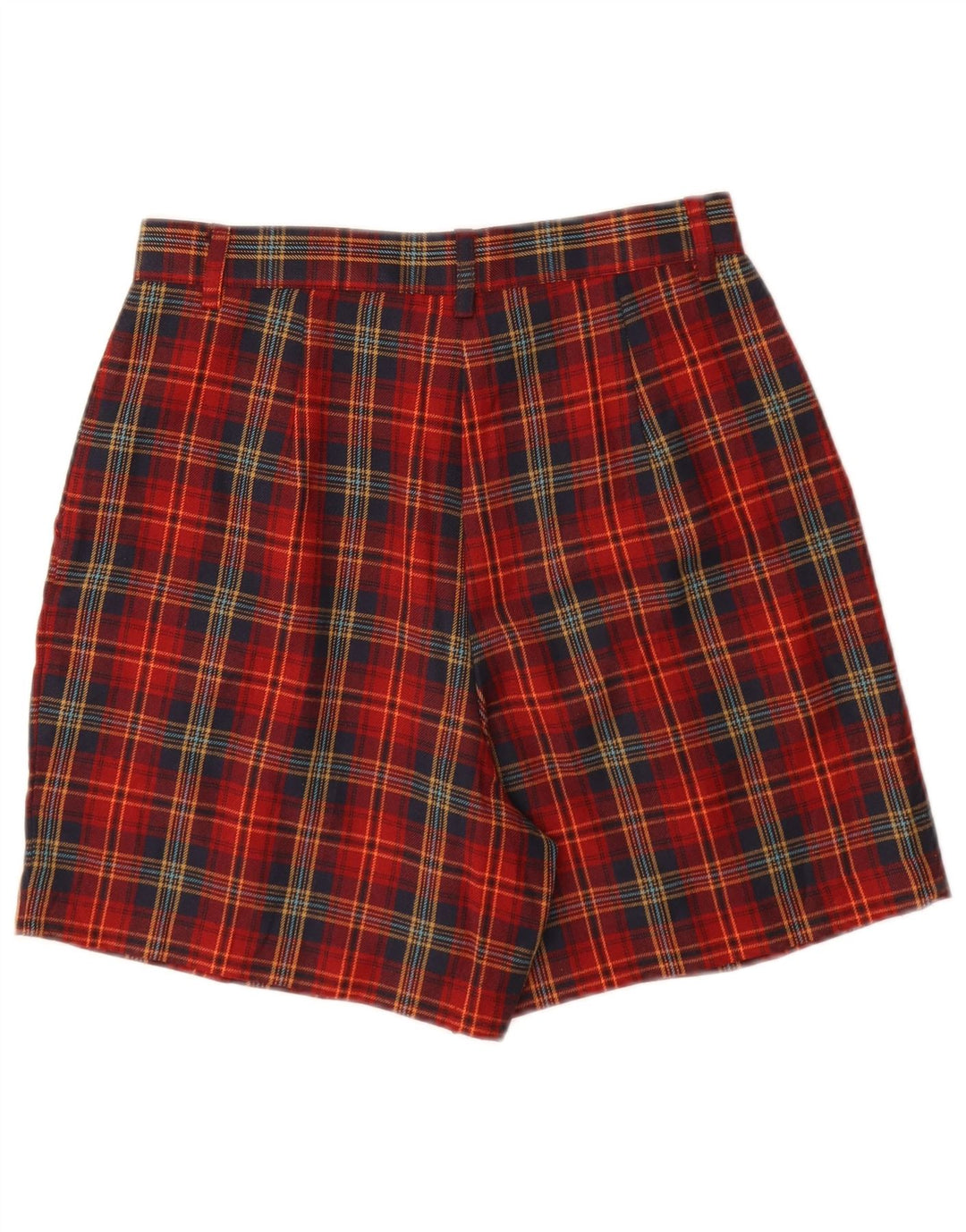 Sisley Womens High Waist Chino Shorts W30 Medium Red Check Polyester