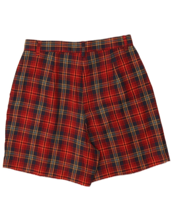 Sisley Womens High Waist Chino Shorts W30 Medium Red Check Polyester