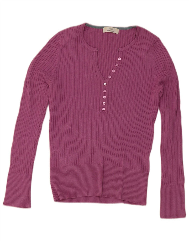 Marks & Spencer Womens V-Neck Jumper Sweater UK 12 Medium Pink Viscose