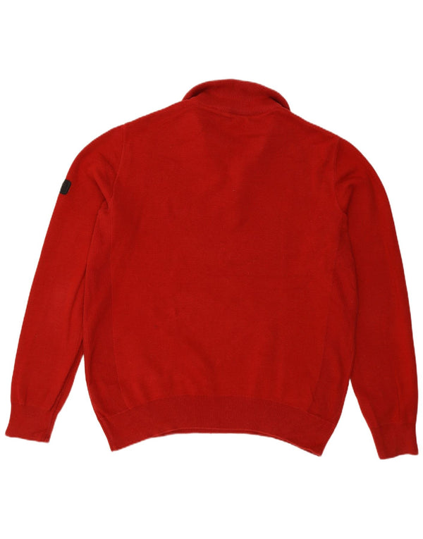 Barbour Mens Zip Neck Jumper Sweater Large Burgundy Cotton