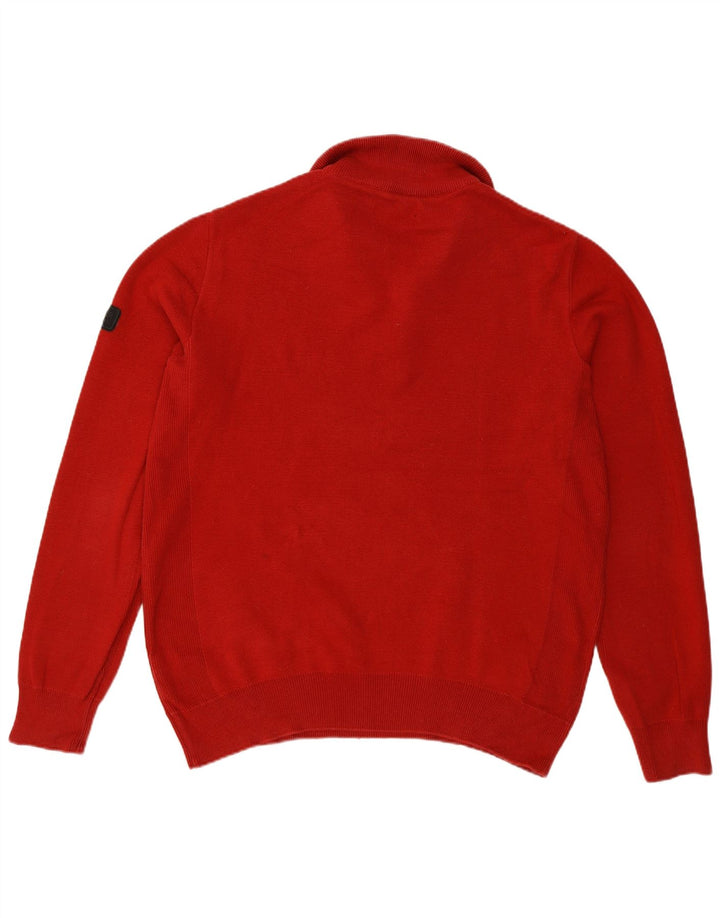 Barbour Mens Zip Neck Jumper Sweater Large Burgundy Cotton