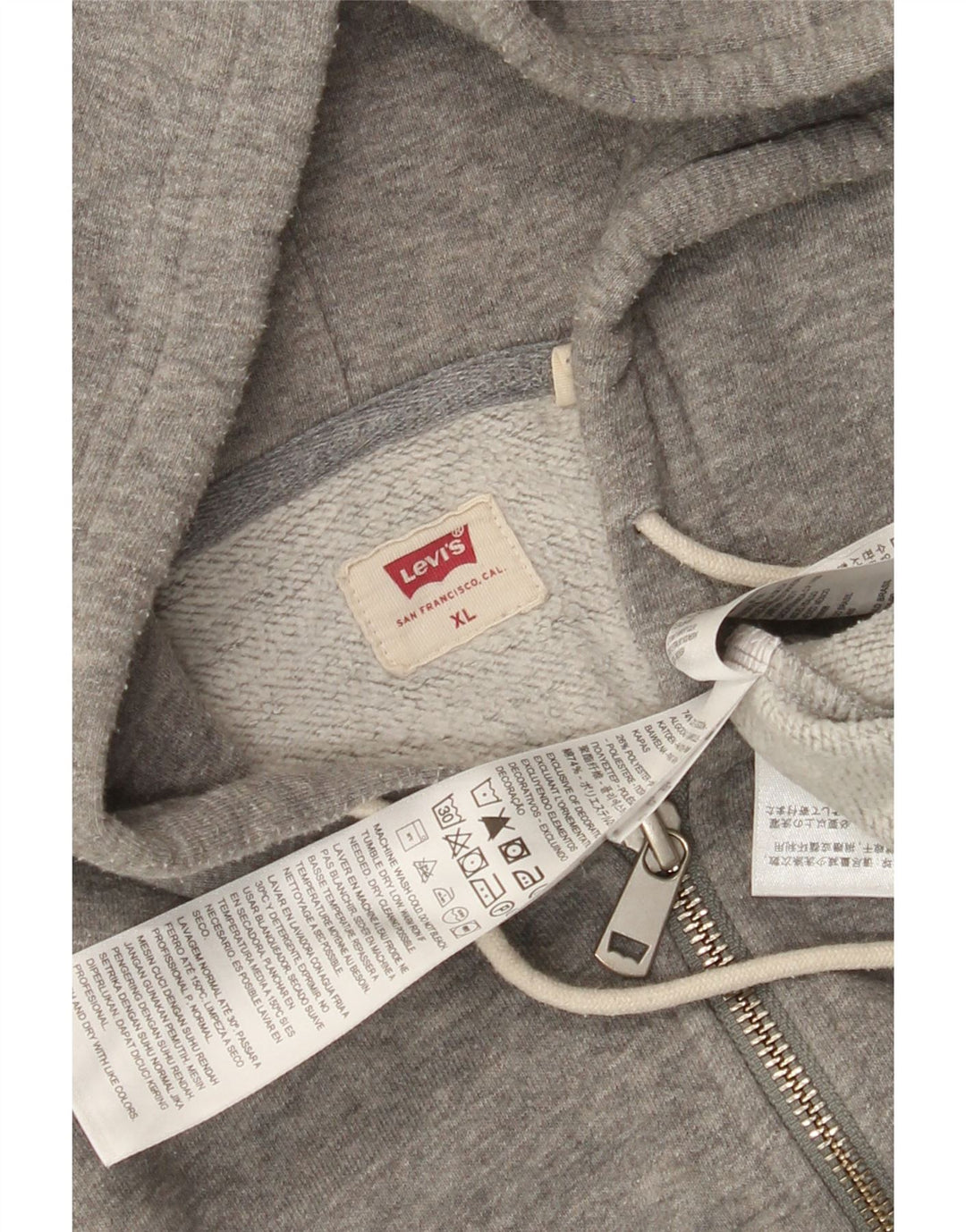 LEVI'S Mens Zip Hoodie Sweater XL Grey Cotton