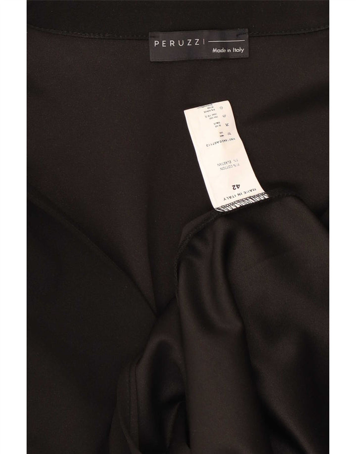 Peruzzi Womens 3/4 Sleeve Maxi Dress IT 42 Medium Black Cotton