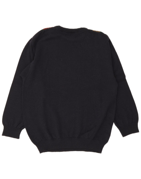 Marc Rene Mens Crew Neck Jumper Sweater IT 48 Medium Navy Blue Striped Wool