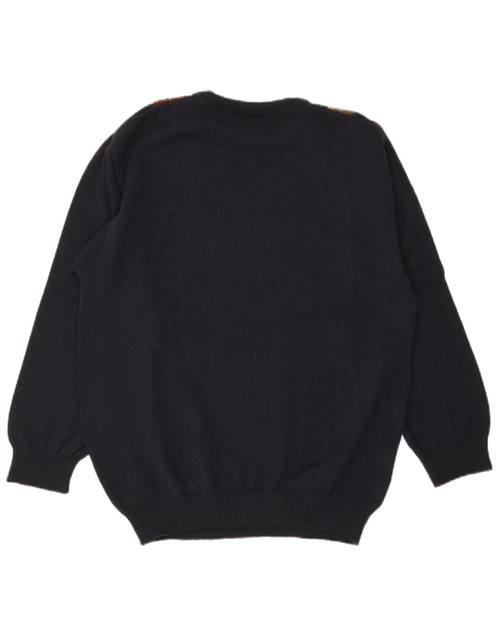 Marc Rene Mens Crew Neck Jumper Sweater IT 48 Medium Navy Blue Striped Wool