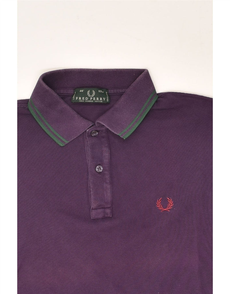 FRED PERRY Mens Long Sleeve Polo Shirt Large Purple Cotton | Vintage Fred Perry | Thrift | Second-Hand Fred Perry | Used Clothing | Messina Hembry 
