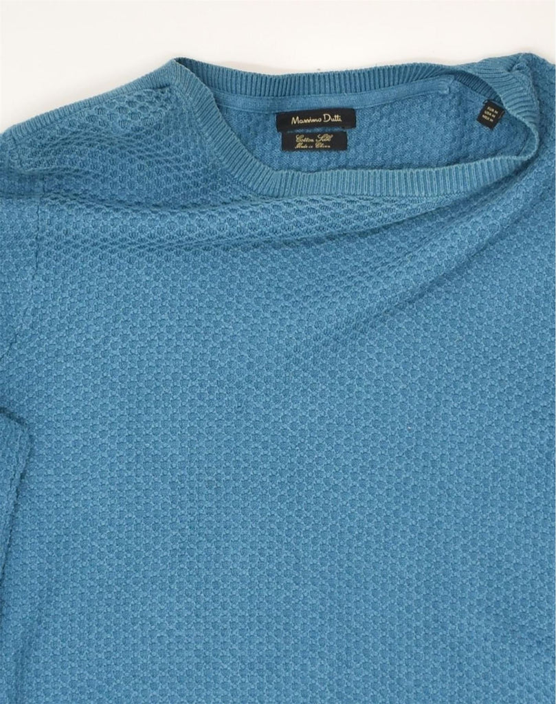 MASSIMO DUTTI Mens Crew Neck Jumper Sweater Medium Blue Cotton | Vintage Massimo Dutti | Thrift | Second-Hand Massimo Dutti | Used Clothing | Messina Hembry 