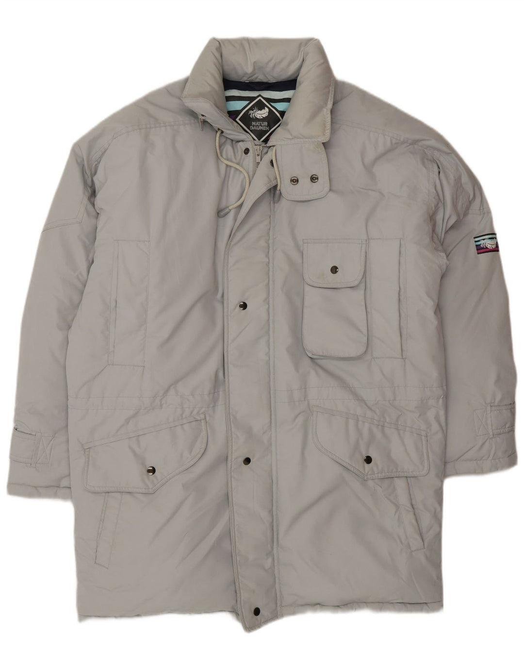 VINTAGE Mens Loose Fit Padded Coat UK 36 Small Grey Polyester