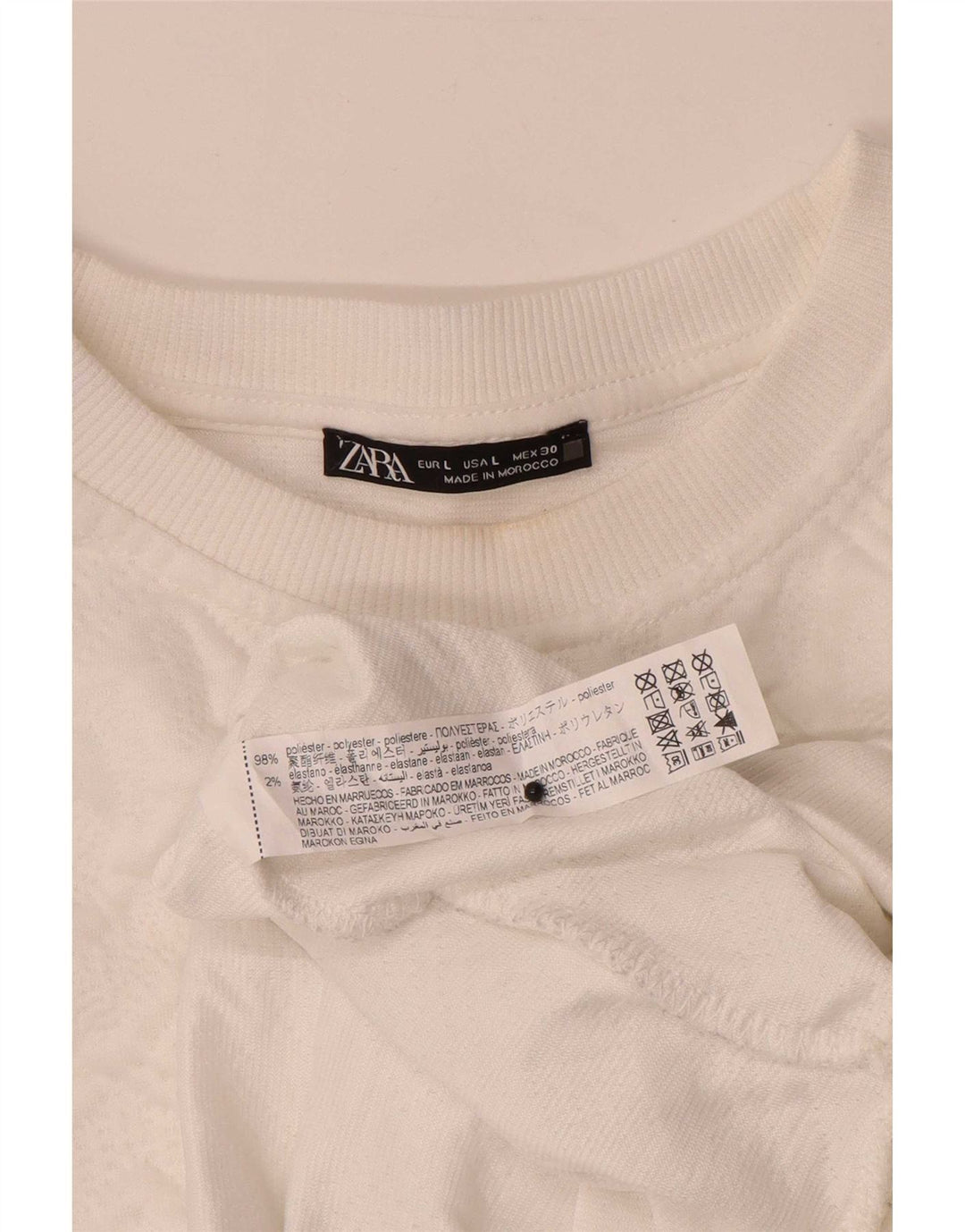 Zara Womens Oversized Sweatshirt Jumper UK 16 Large White Geometric
