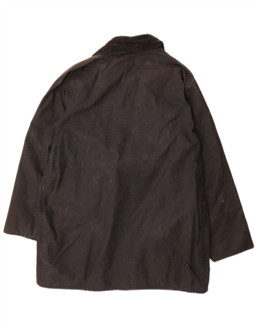 BARBOUR Mens Beaufort Waxed Cotton Jacket UK 38 Small Navy Blue Cotton